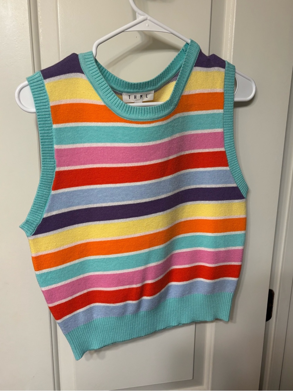 THML Kids Multicolor Striped Tank Top - Aqua Trim